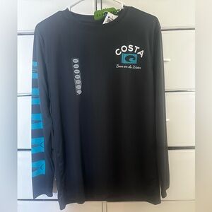 Costa Gray Shirt with Blue Logo